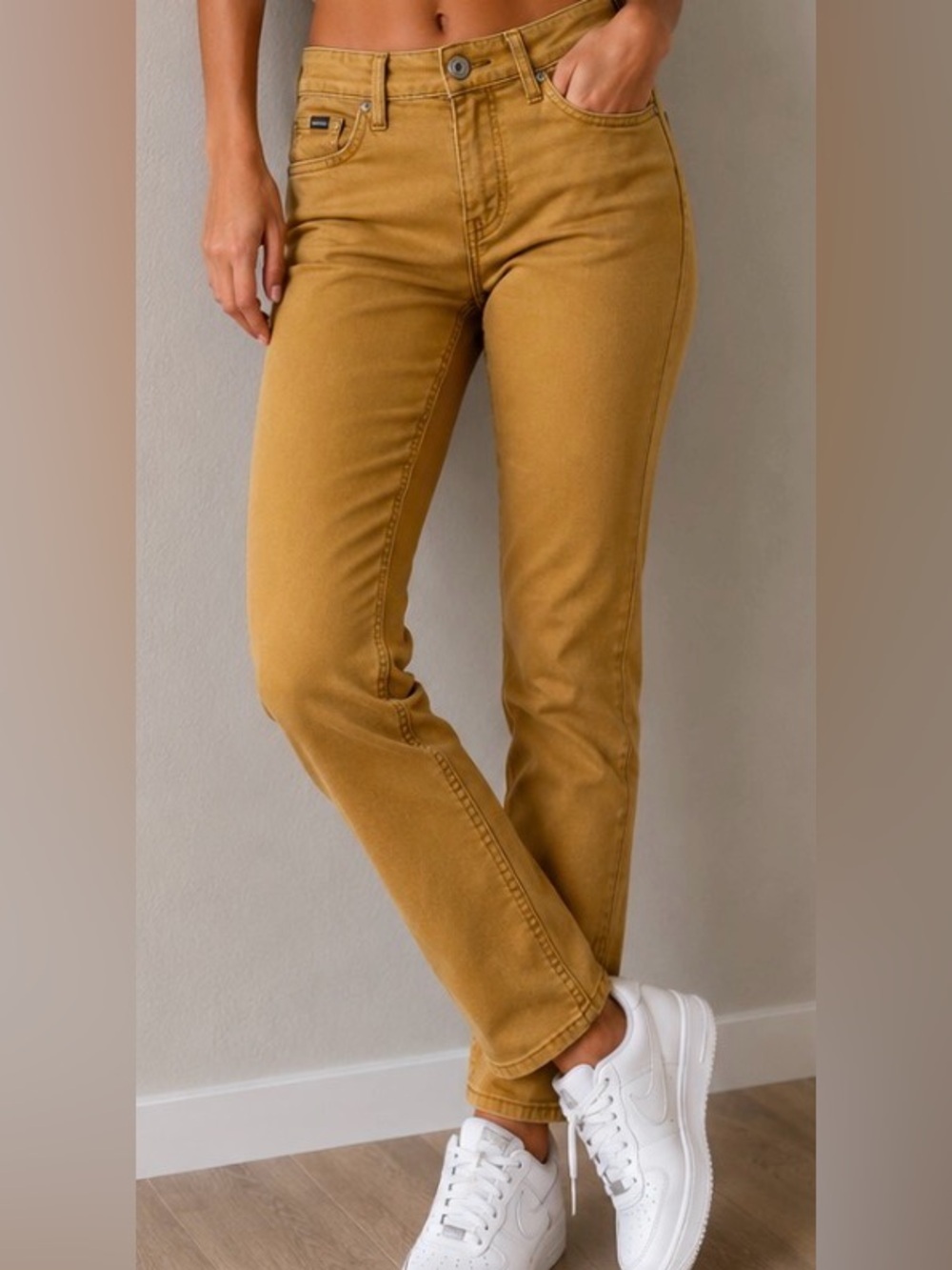 Kuhl Jeans Kontour Skinny Tan Mustard Yellow Tie Waist Hiking Pant Soar Mountain